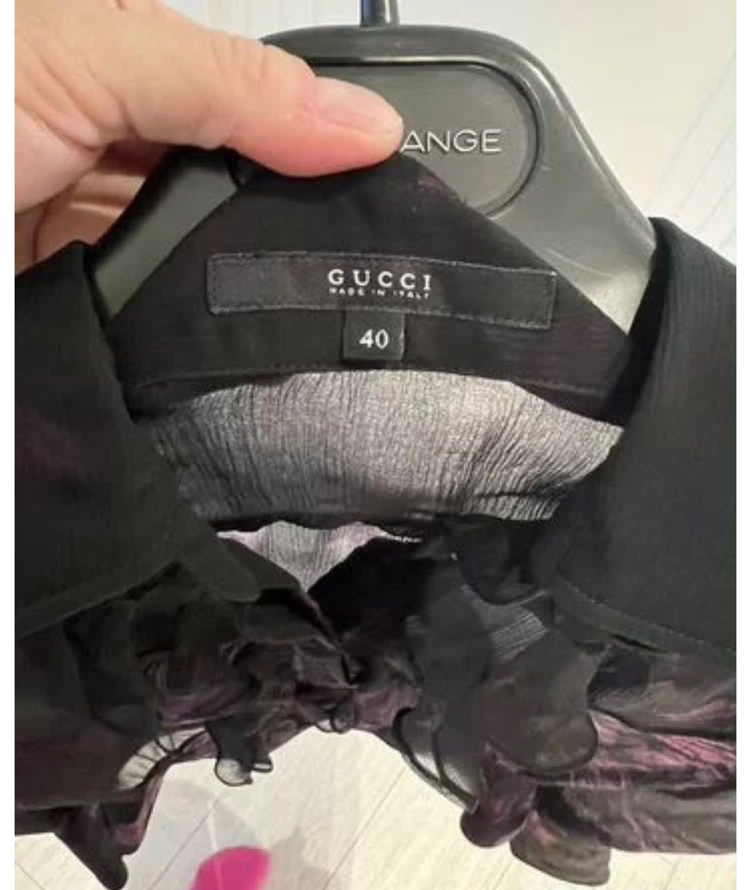 GUCCI Черная шелковая блузы, фото 3