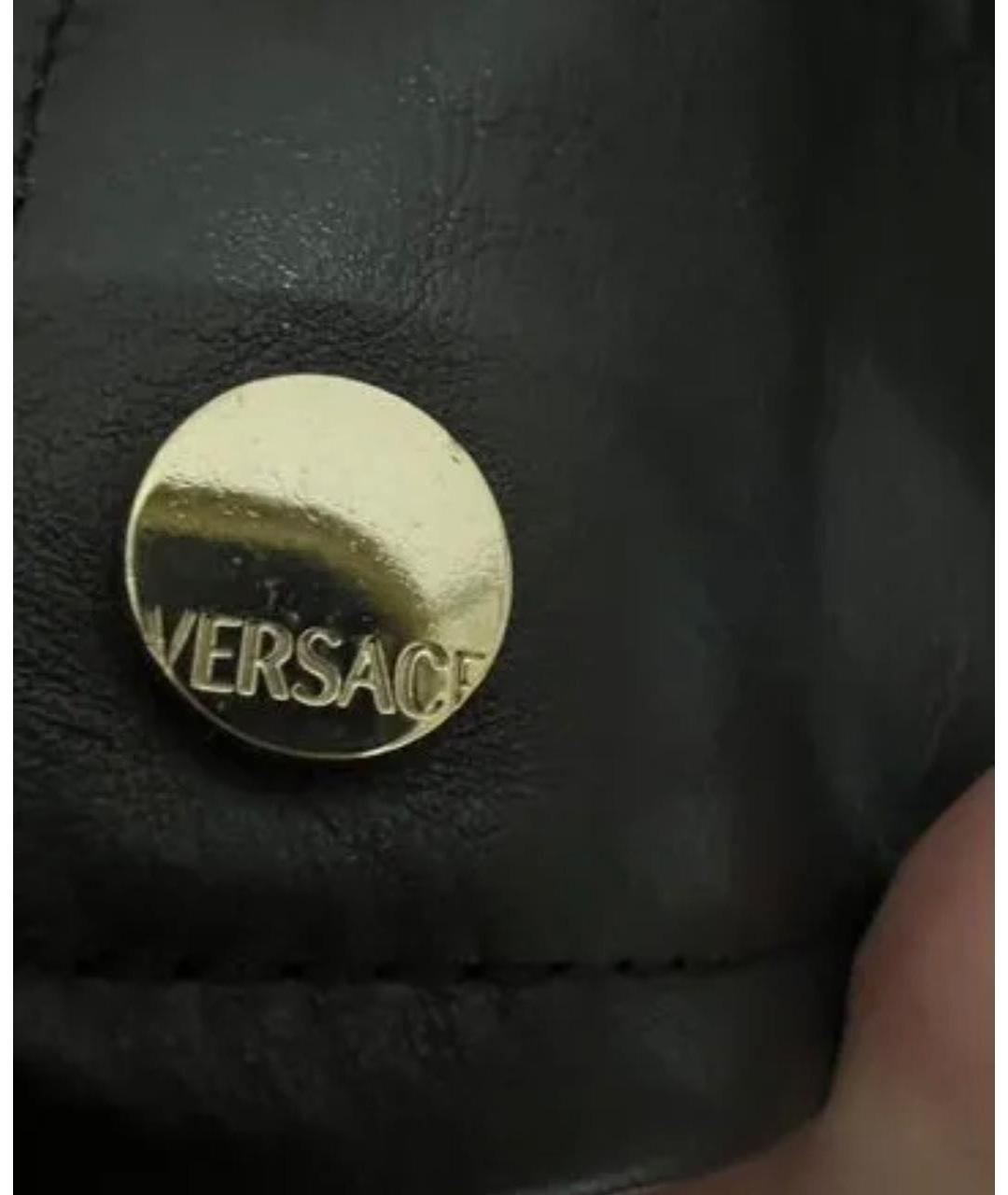 VERSACE Черная кожаная куртка, фото 6
