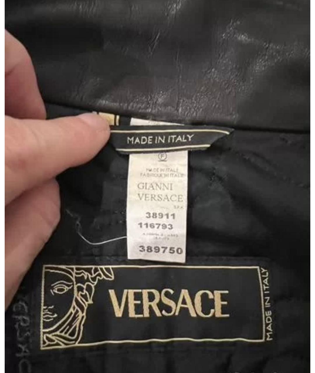 VERSACE Черная кожаная куртка, фото 7