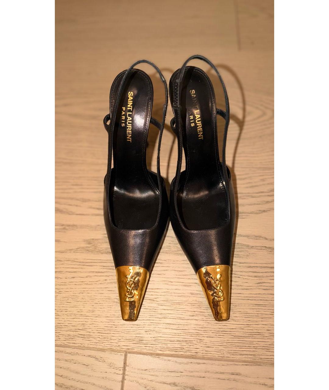 SAINT LAURENT Черные кожаные туфли, фото 2