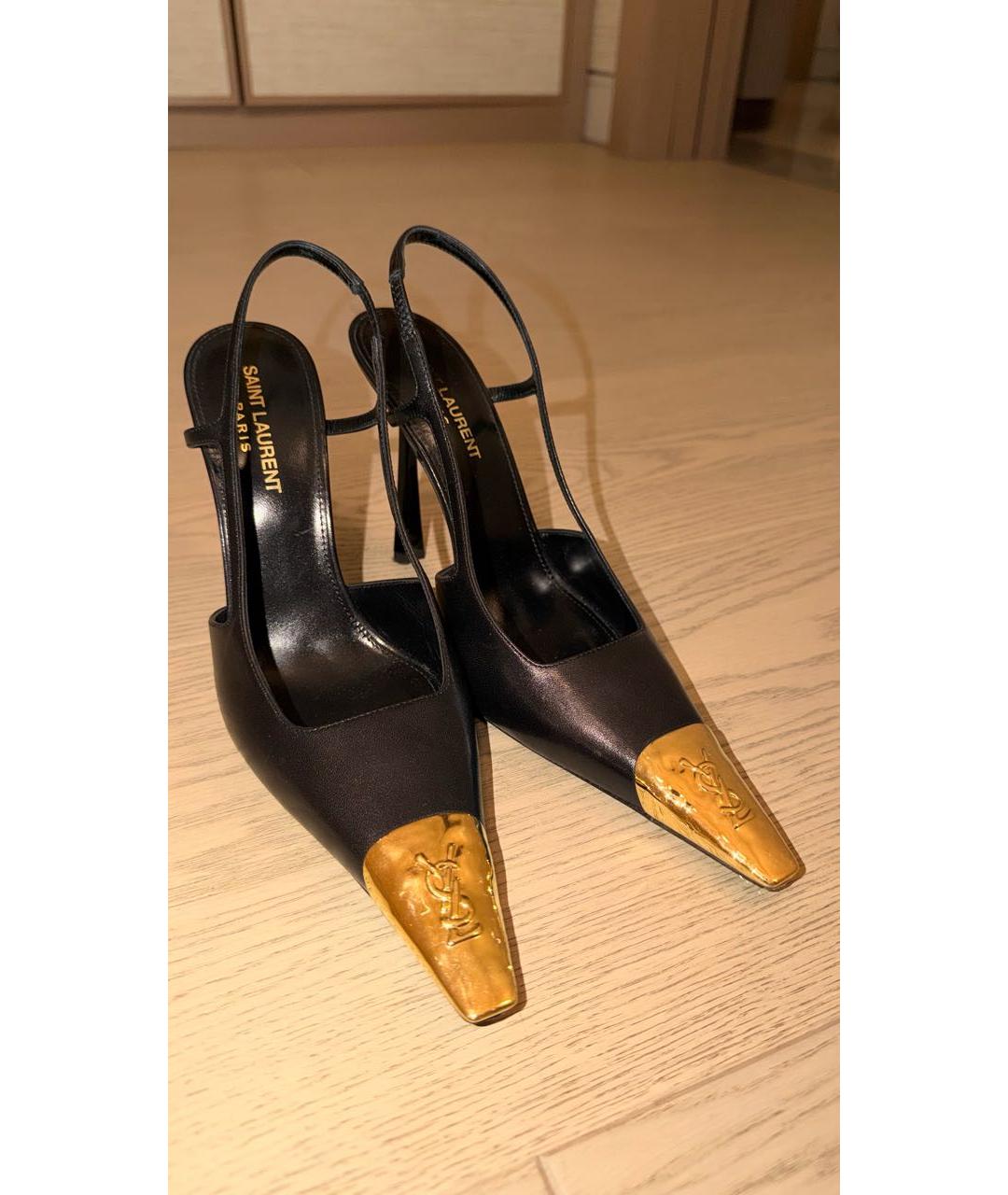 SAINT LAURENT Черные кожаные туфли, фото 5