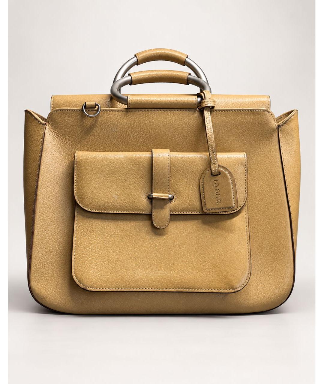 GUCCI Бежевая кожаная сумка с короткими ручками, фото 9