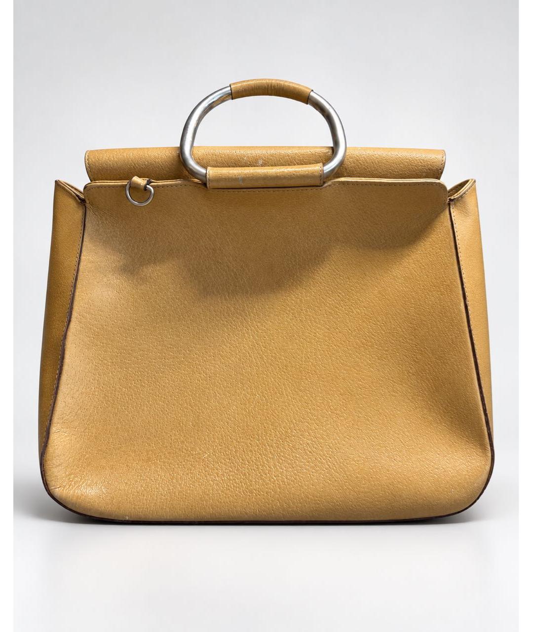 GUCCI Бежевая кожаная сумка с короткими ручками, фото 2