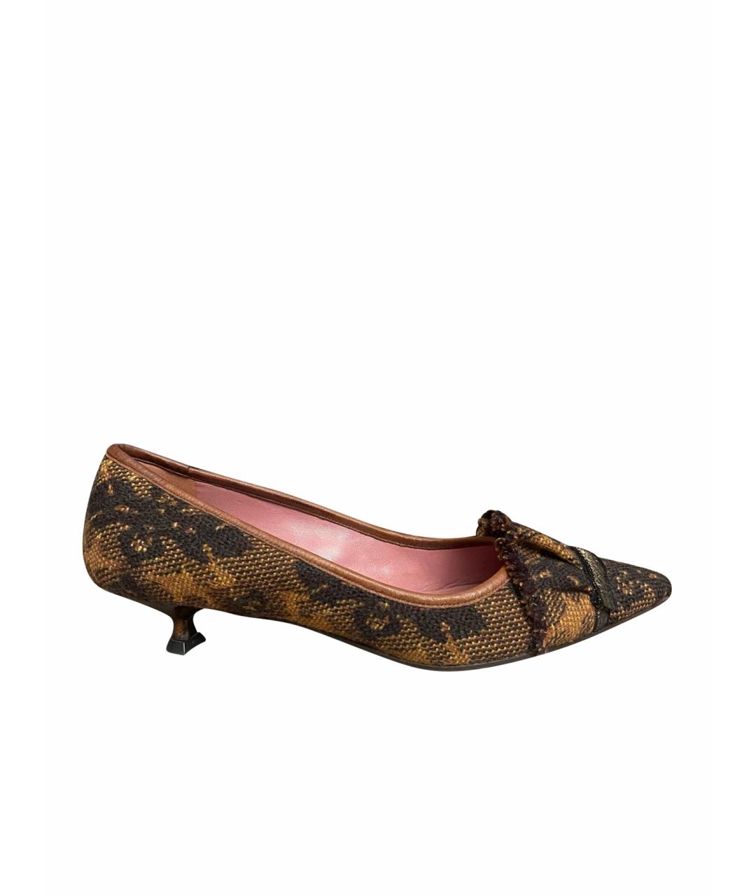 MIU MIU Коричневые текстильные туфли, фото 9