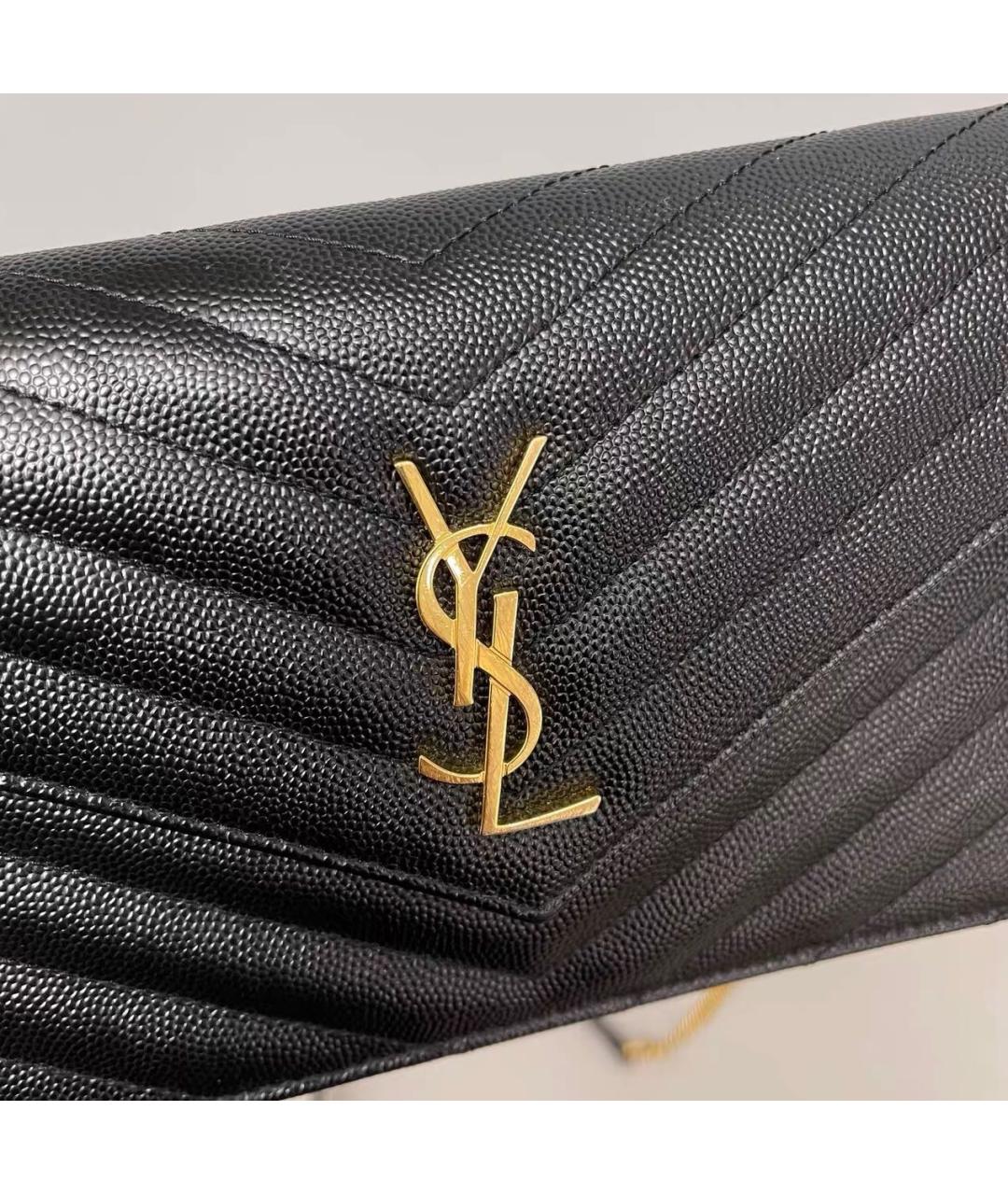 SAINT LAURENT Черная кожаная сумка через плечо, фото 7