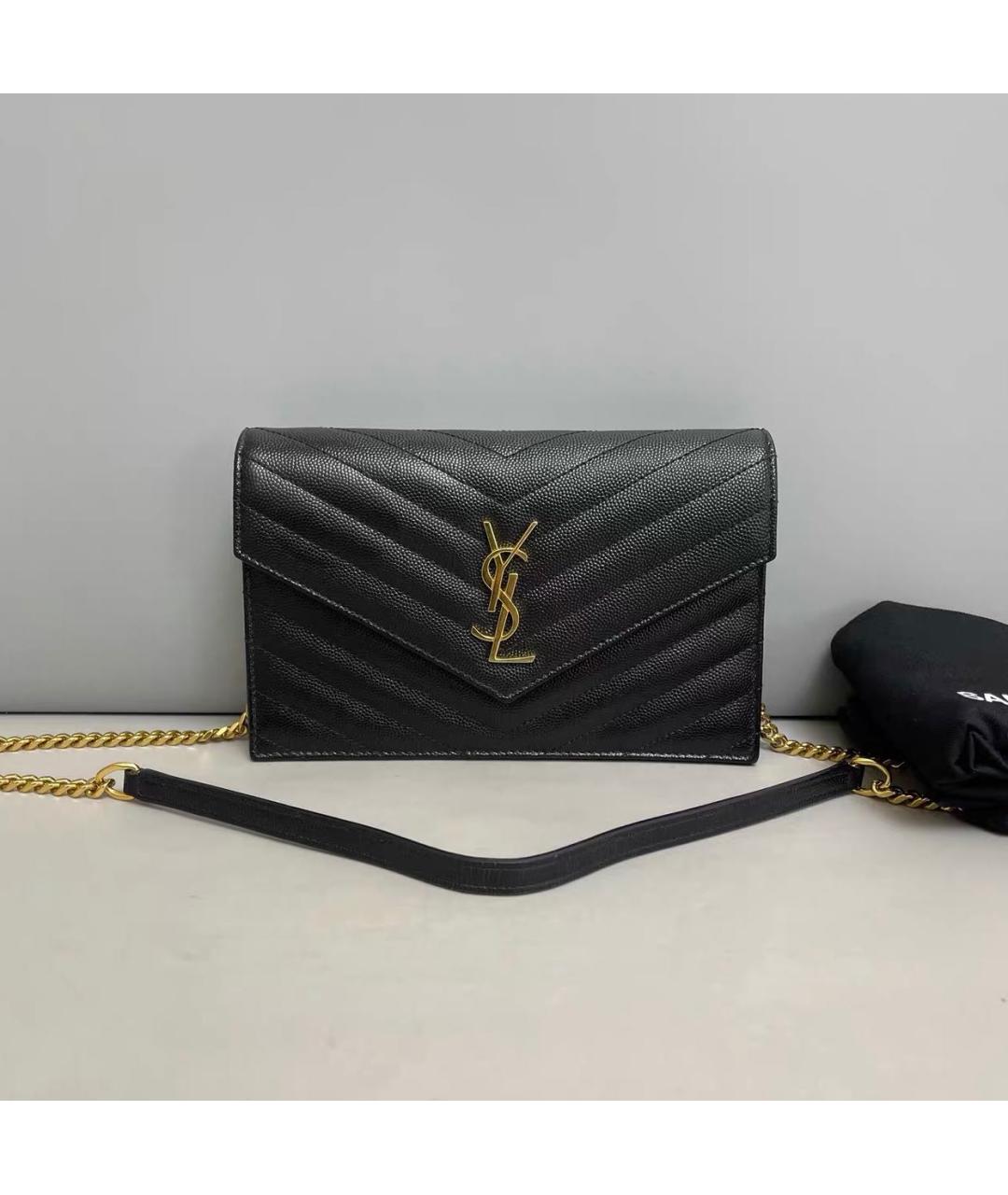 SAINT LAURENT Черная кожаная сумка через плечо, фото 9