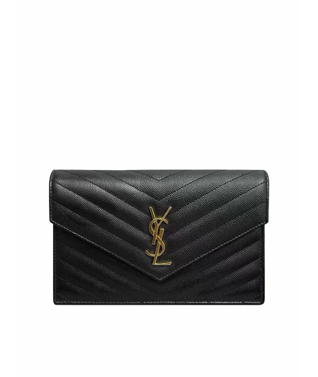 SAINT LAURENT Черная кожаная сумка через плечо, фото 1