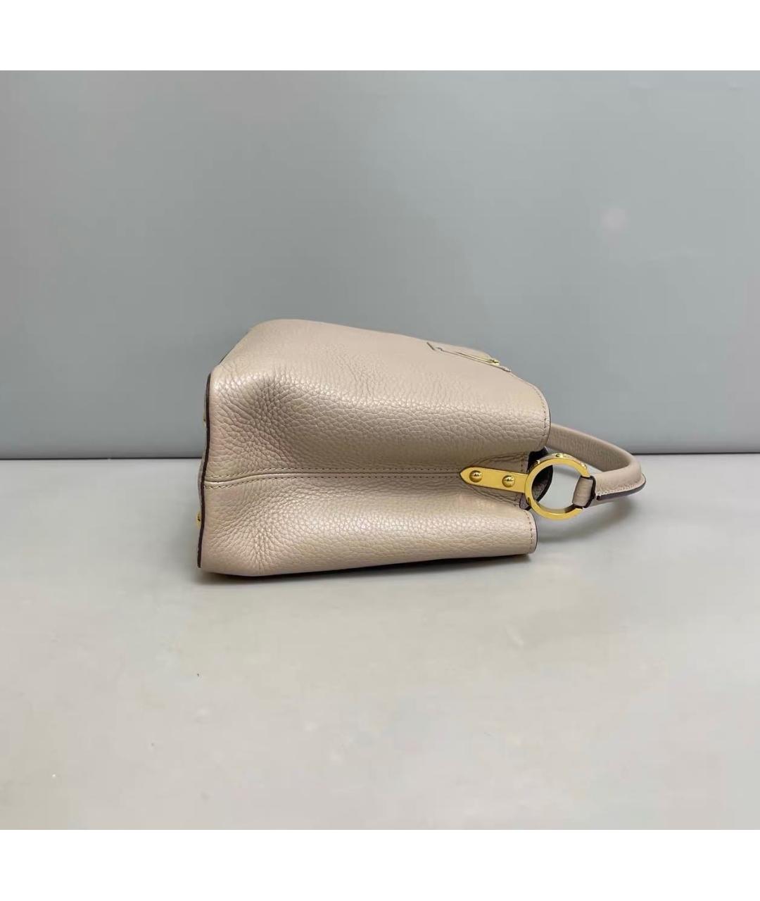 LOUIS VUITTON Бежевая кожаная сумка тоут, фото 3