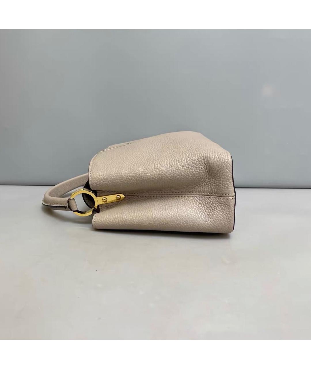 LOUIS VUITTON Бежевая кожаная сумка тоут, фото 4
