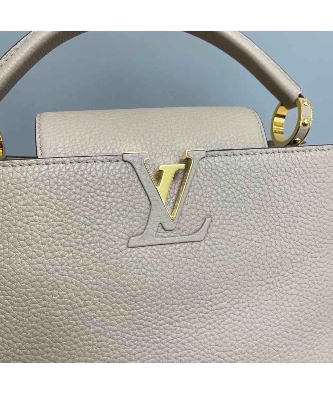 LOUIS VUITTON Бежевая кожаная сумка тоут, фото 7