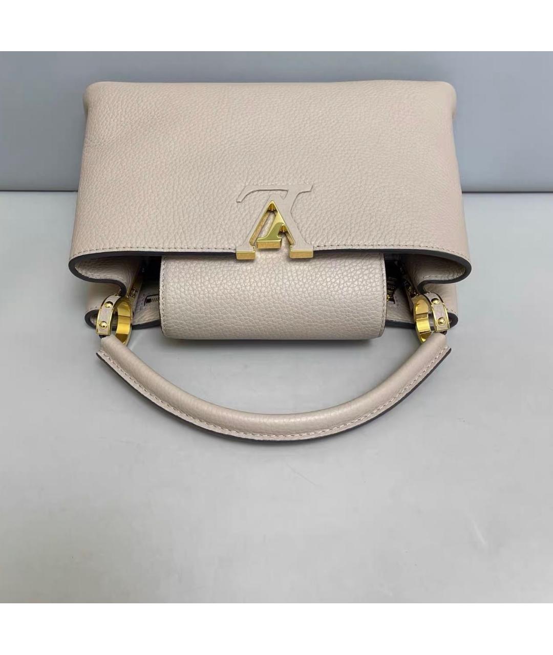 LOUIS VUITTON Бежевая кожаная сумка тоут, фото 6