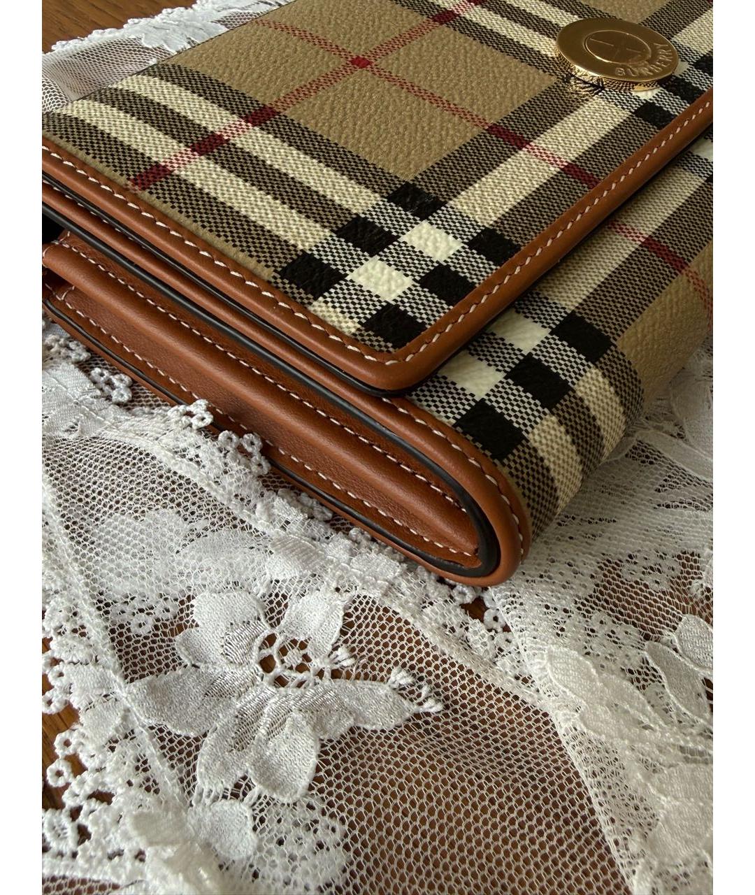 BURBERRY Бежевая кожаная сумка через плечо, фото 4