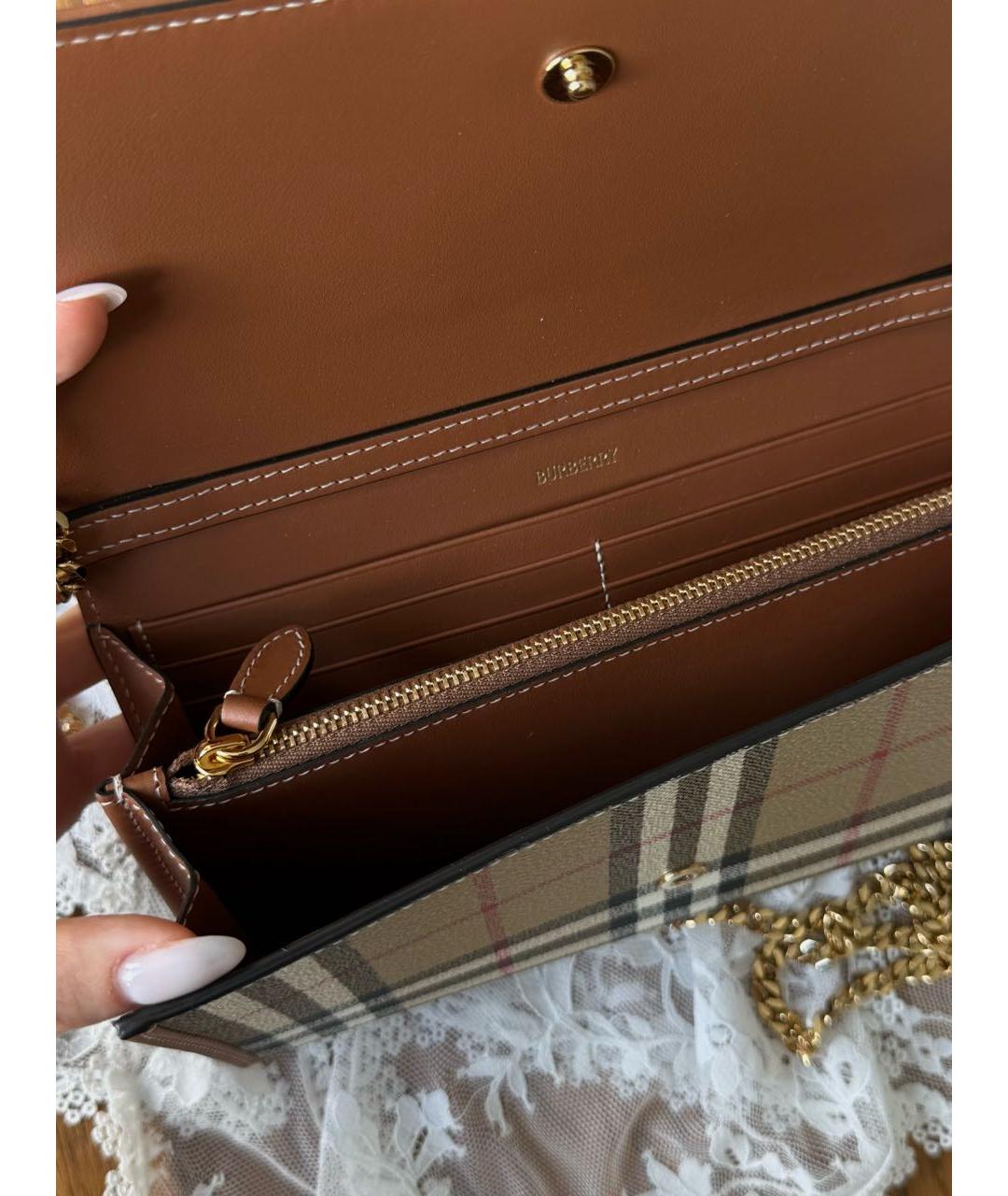 BURBERRY Бежевая кожаная сумка через плечо, фото 3