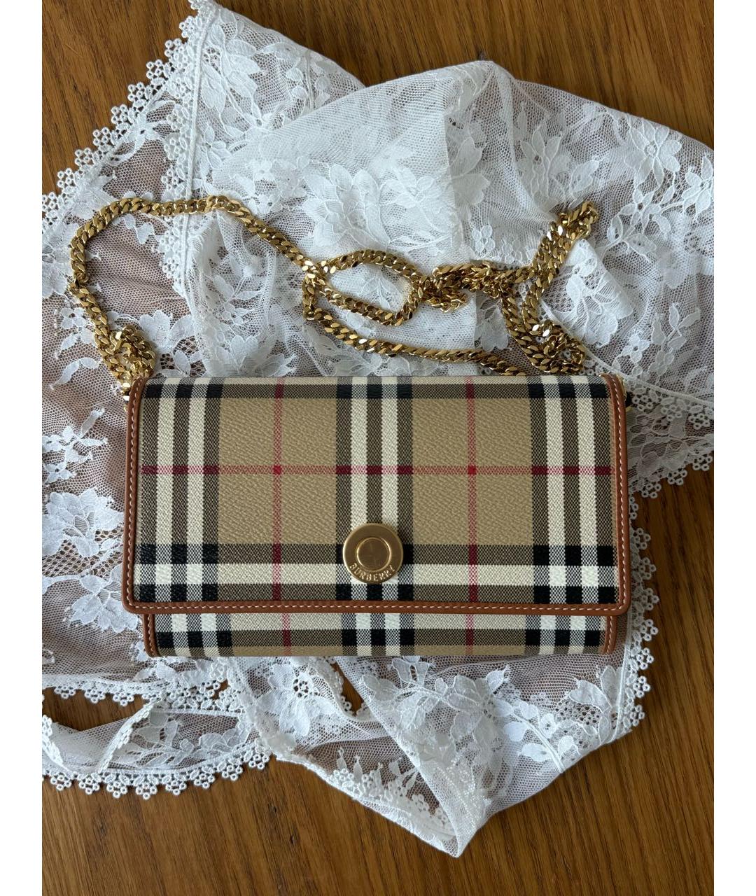 BURBERRY Бежевая кожаная сумка через плечо, фото 6