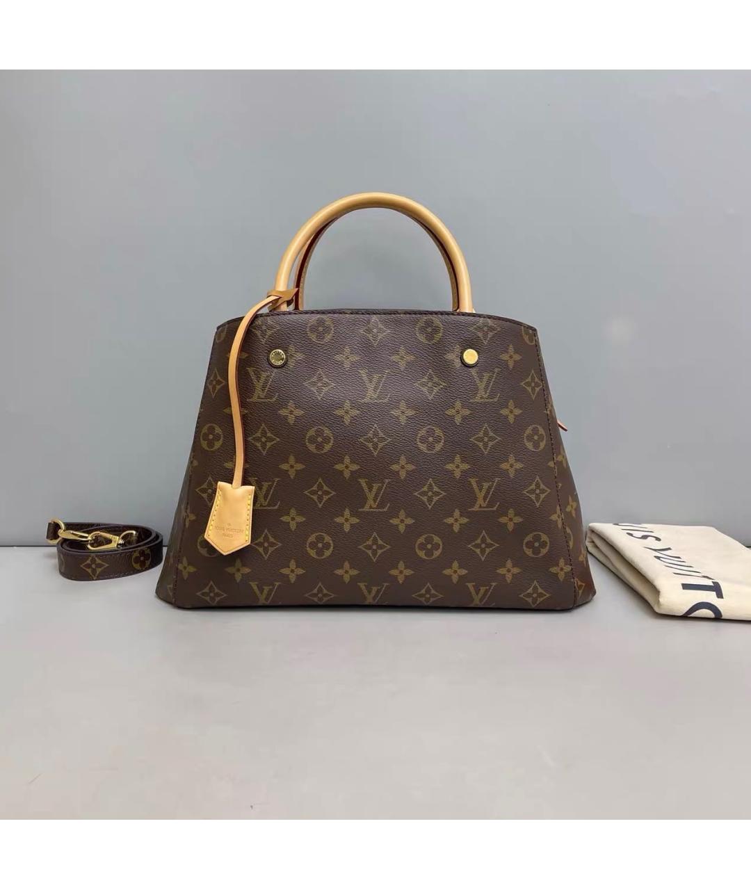 LOUIS VUITTON Коричневая кожаная сумка тоут, фото 9