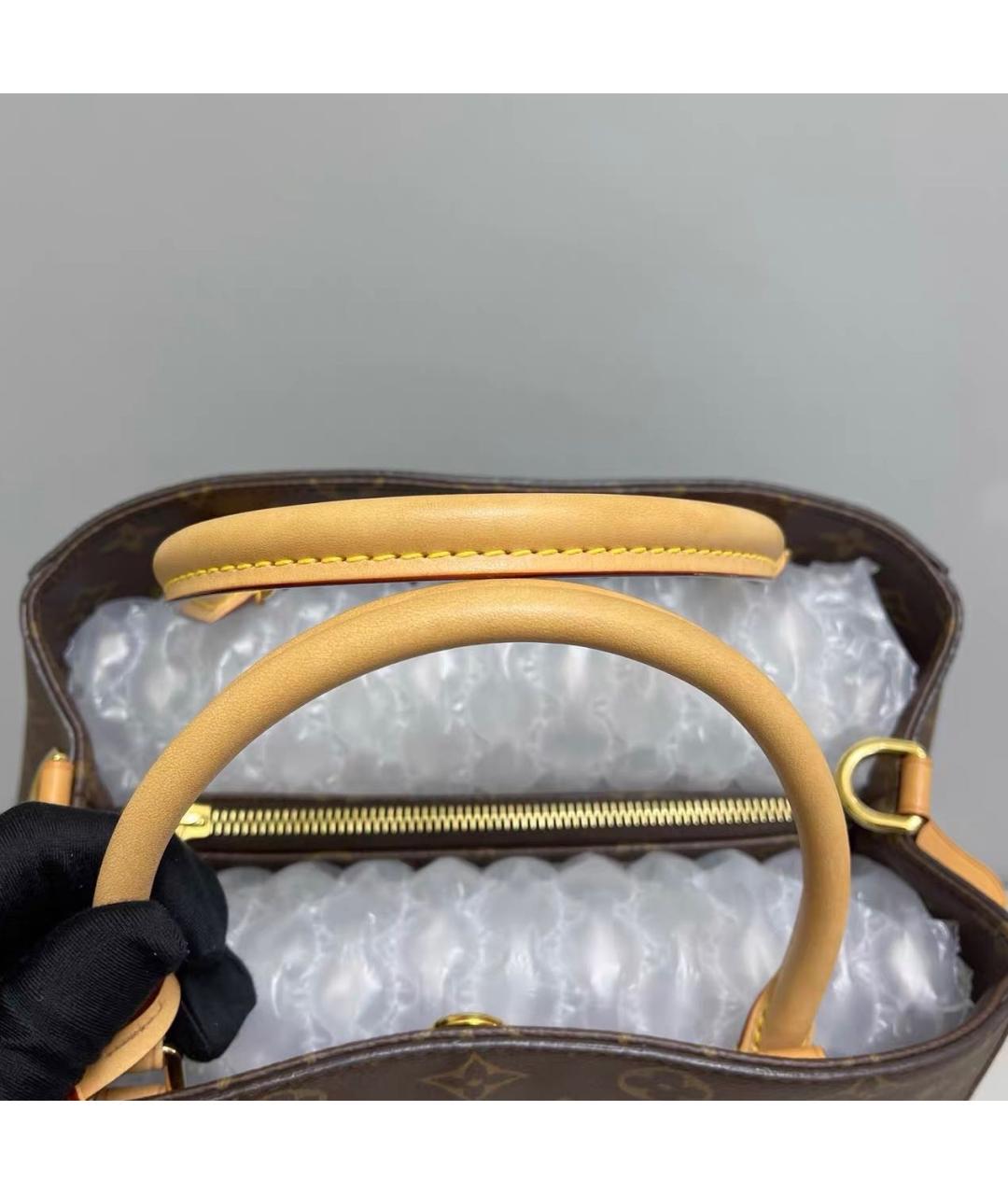 LOUIS VUITTON Коричневая кожаная сумка тоут, фото 6