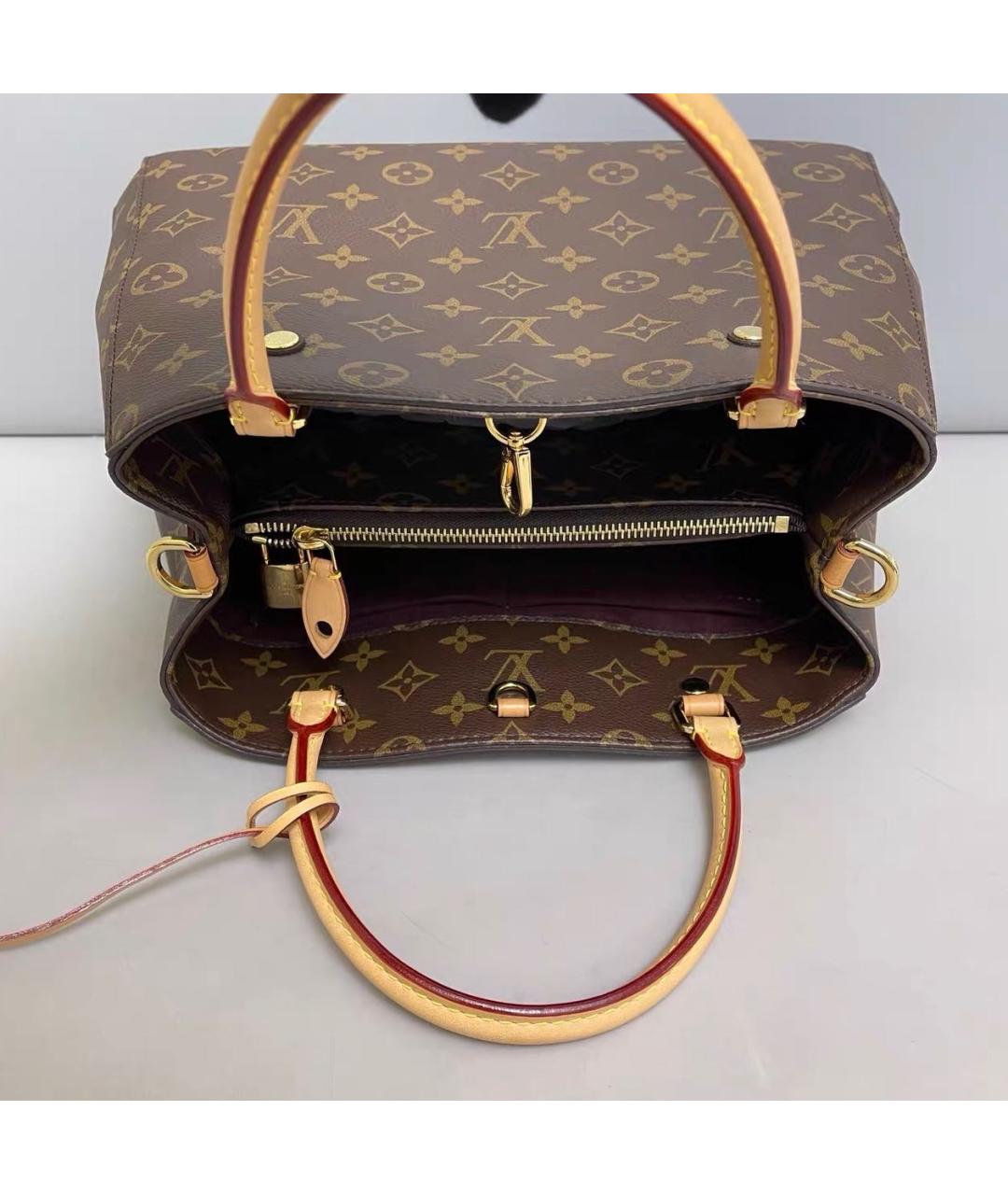 LOUIS VUITTON Коричневая кожаная сумка тоут, фото 7