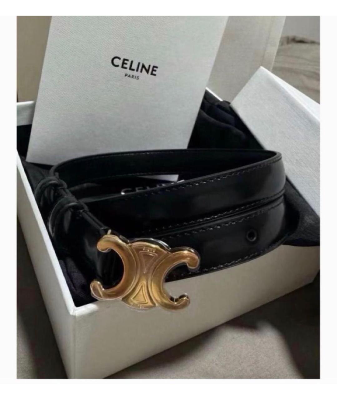 CELINE Черный кожаный ремень, фото 5
