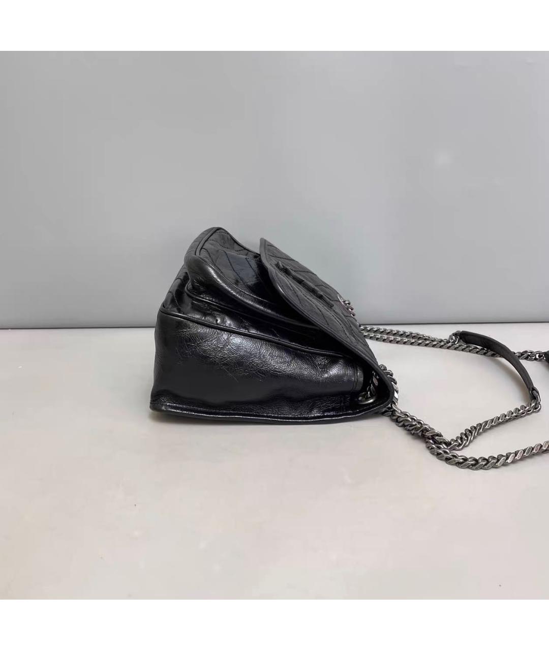 SAINT LAURENT Черная кожаная сумка тоут, фото 3