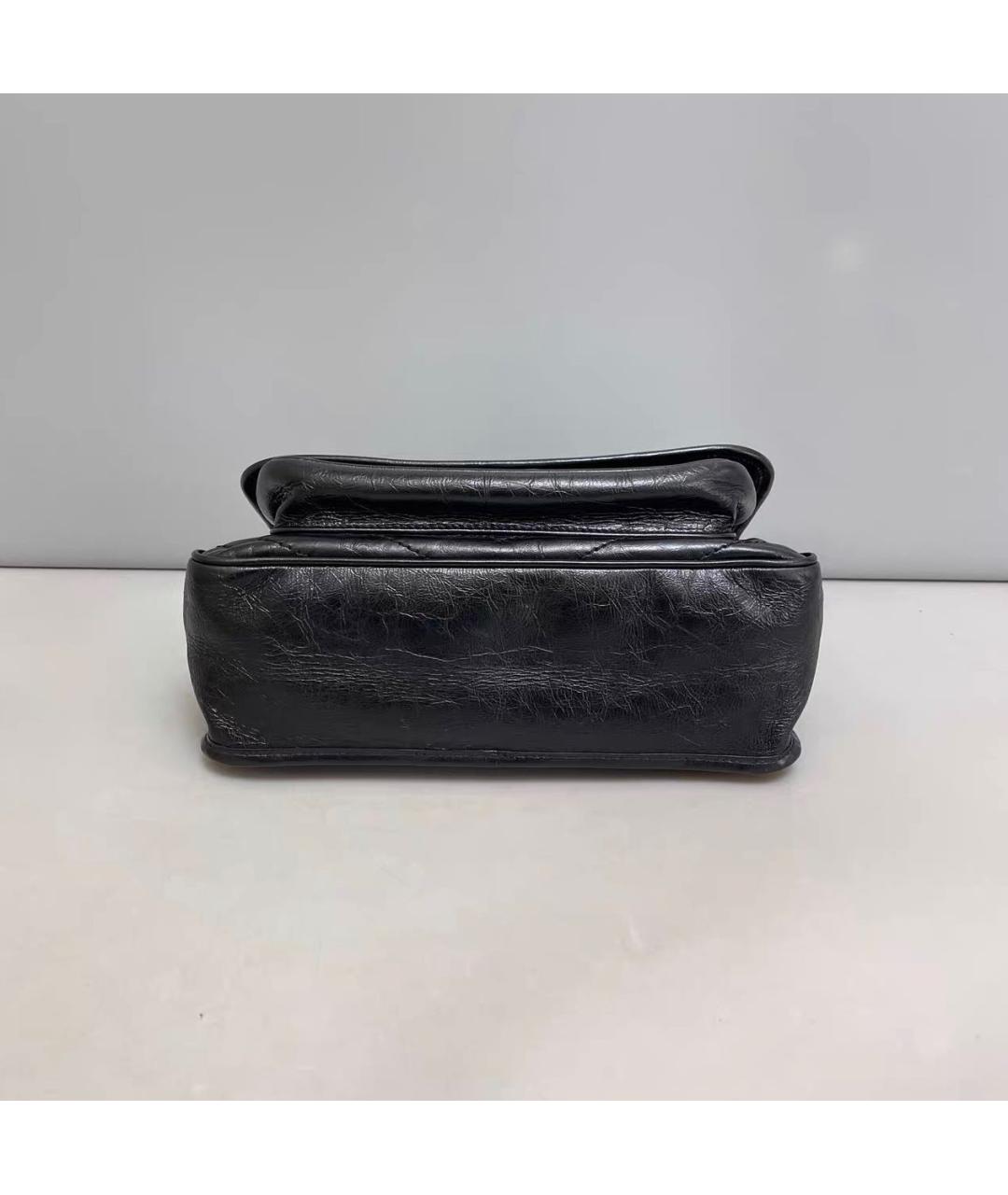 SAINT LAURENT Черная кожаная сумка тоут, фото 5