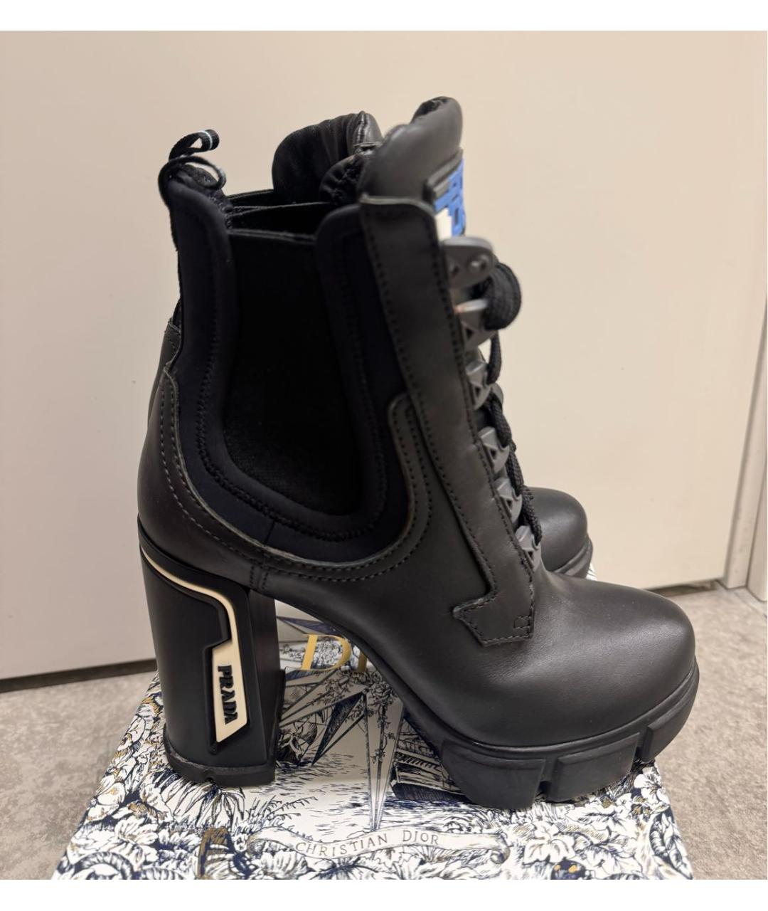 PRADA Черные кожаные ботильоны, фото 7