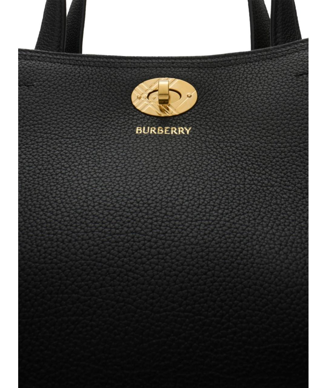 BURBERRY Черная кожаная сумка тоут, фото 4
