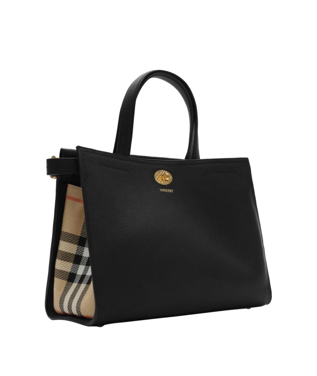 BURBERRY Черная кожаная сумка тоут, фото 2