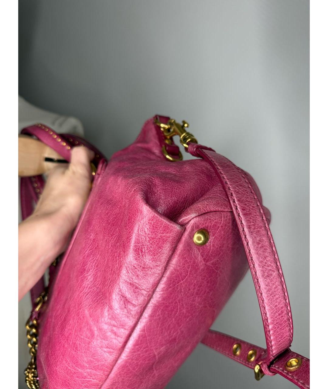 MIU MIU Розовая кожаная сумка с короткими ручками, фото 5