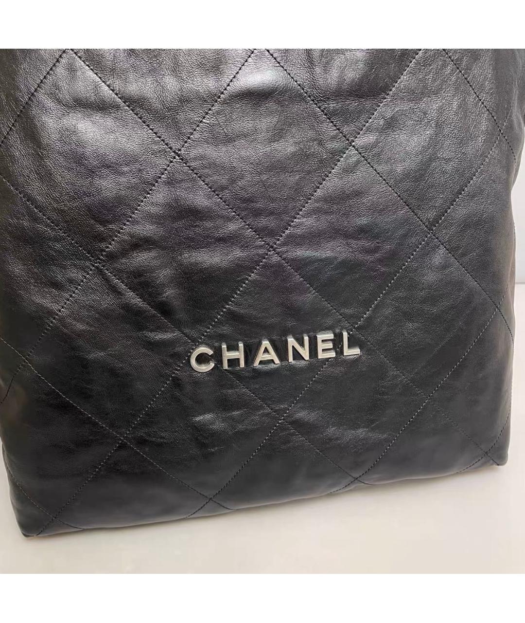 CHANEL Черная кожаная сумка тоут, фото 7