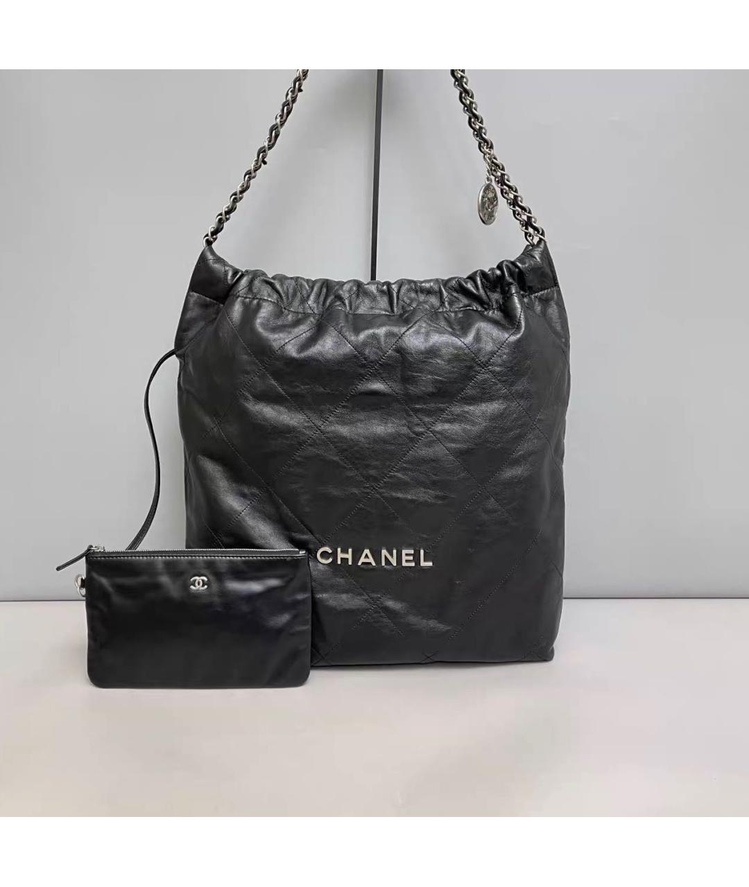 CHANEL Черная кожаная сумка тоут, фото 9