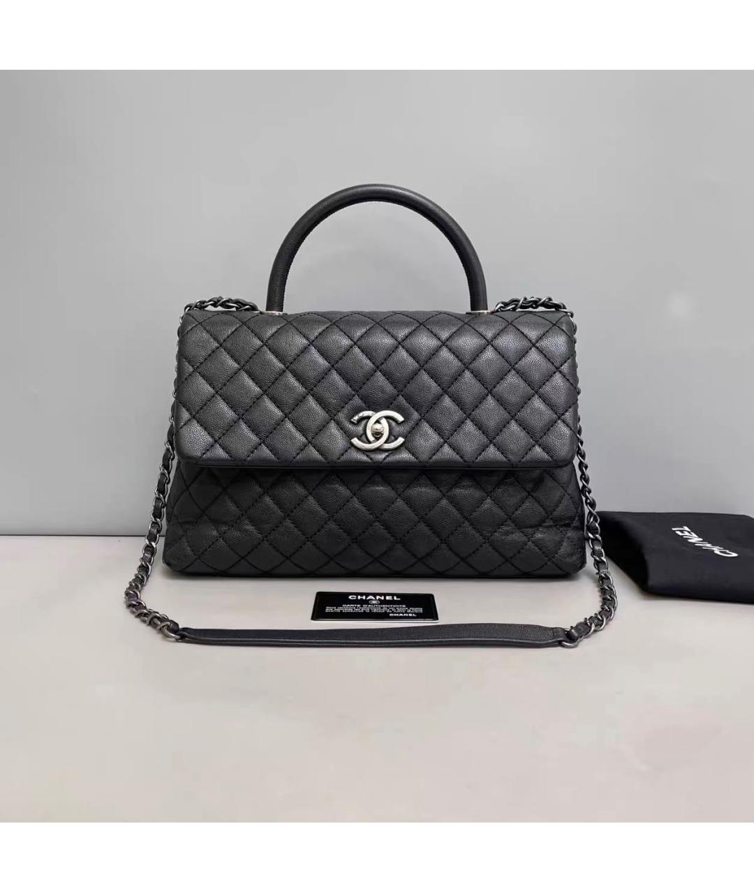 CHANEL Черная кожаная сумка тоут, фото 9