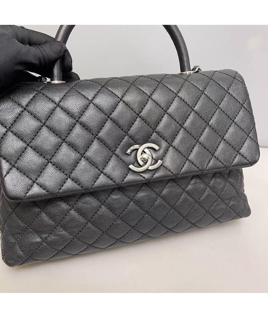 CHANEL Черная кожаная сумка тоут, фото 7