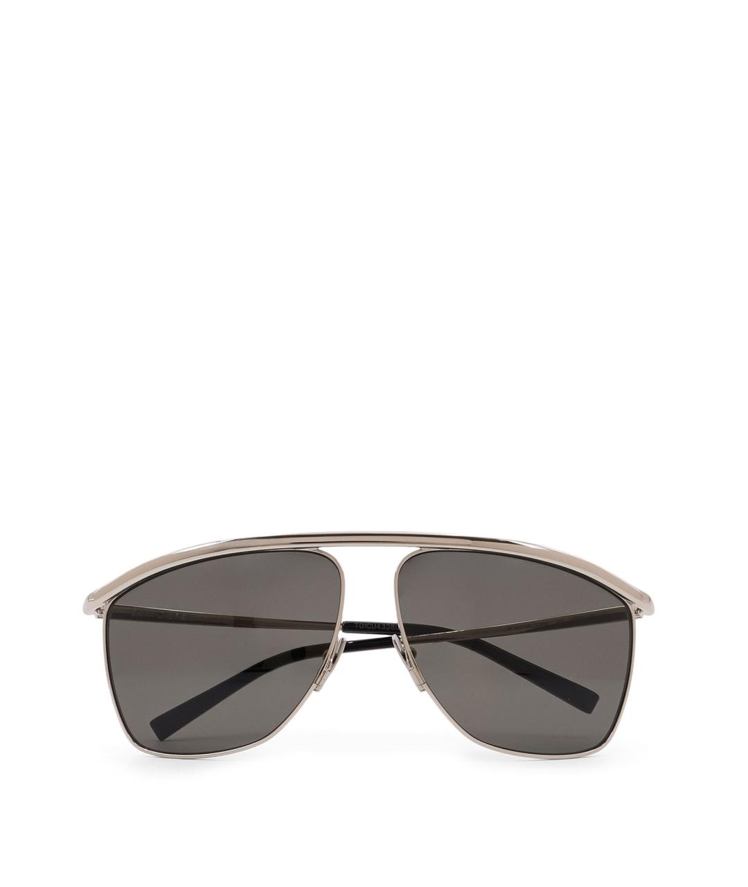 SAINT LAURENT Серебряные металлические солнцезащитные очки, фото 1
