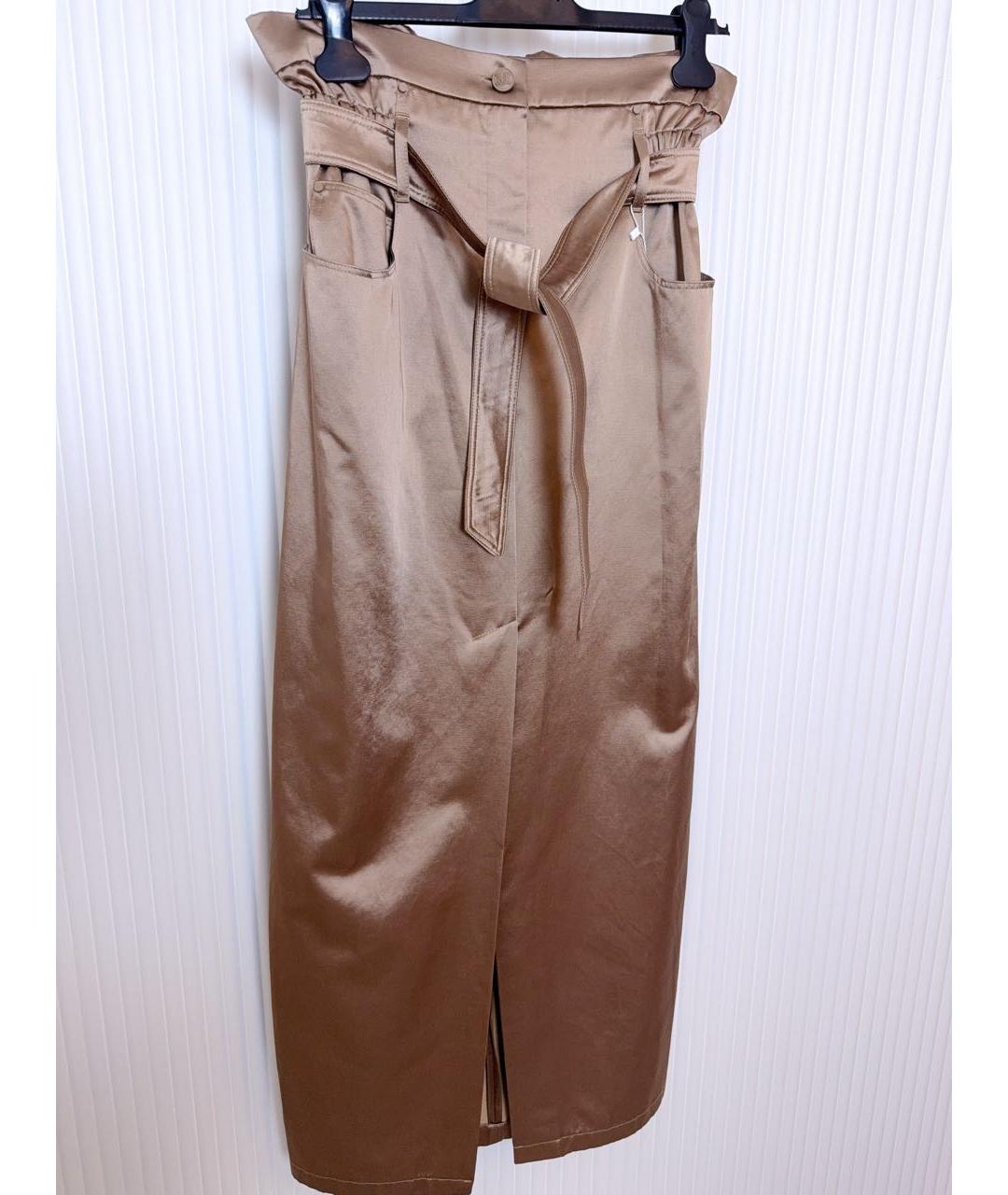 MAX MARA Бежевая хлопковая юбка миди, фото 5