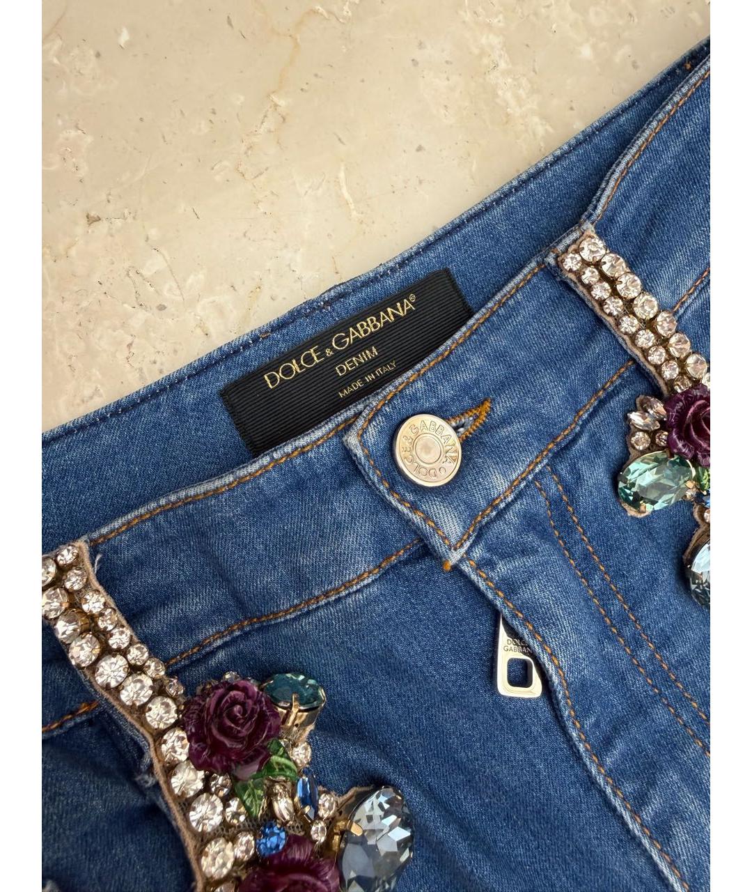 DOLCE&GABBANA Синие хлопковые джинсы клеш, фото 4