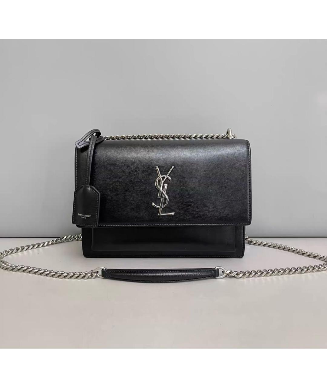 SAINT LAURENT Черная кожаная сумка через плечо, фото 9