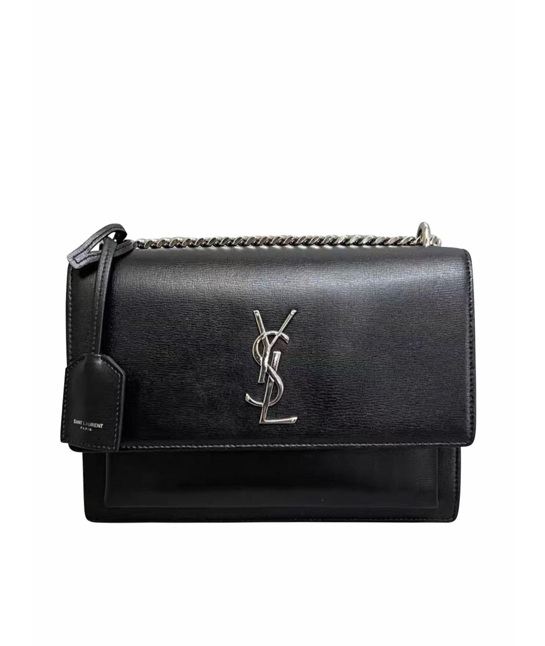 SAINT LAURENT Черная кожаная сумка через плечо, фото 1