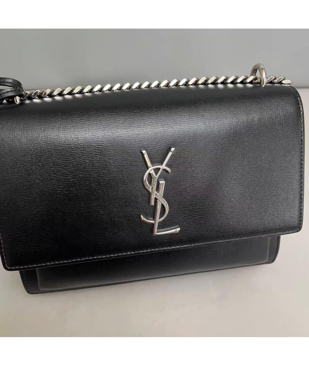 SAINT LAURENT Черная кожаная сумка через плечо, фото 7