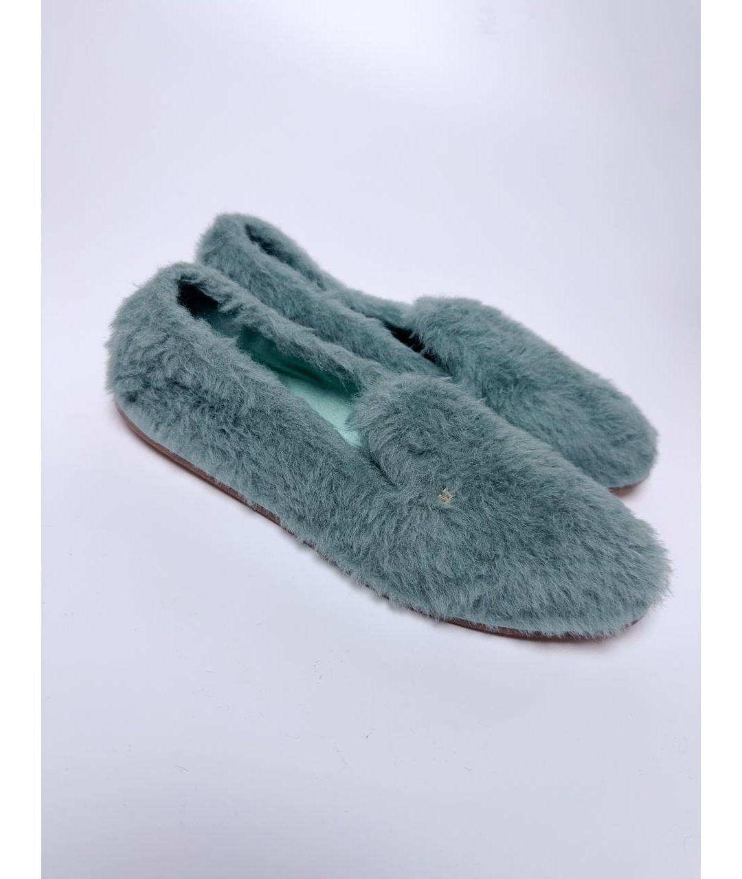 MAX MARA Бирюзовые текстильные лоферы, фото 2