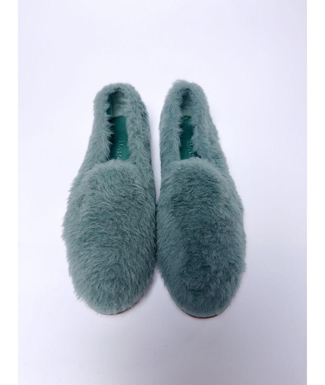 MAX MARA Бирюзовые текстильные лоферы, фото 7