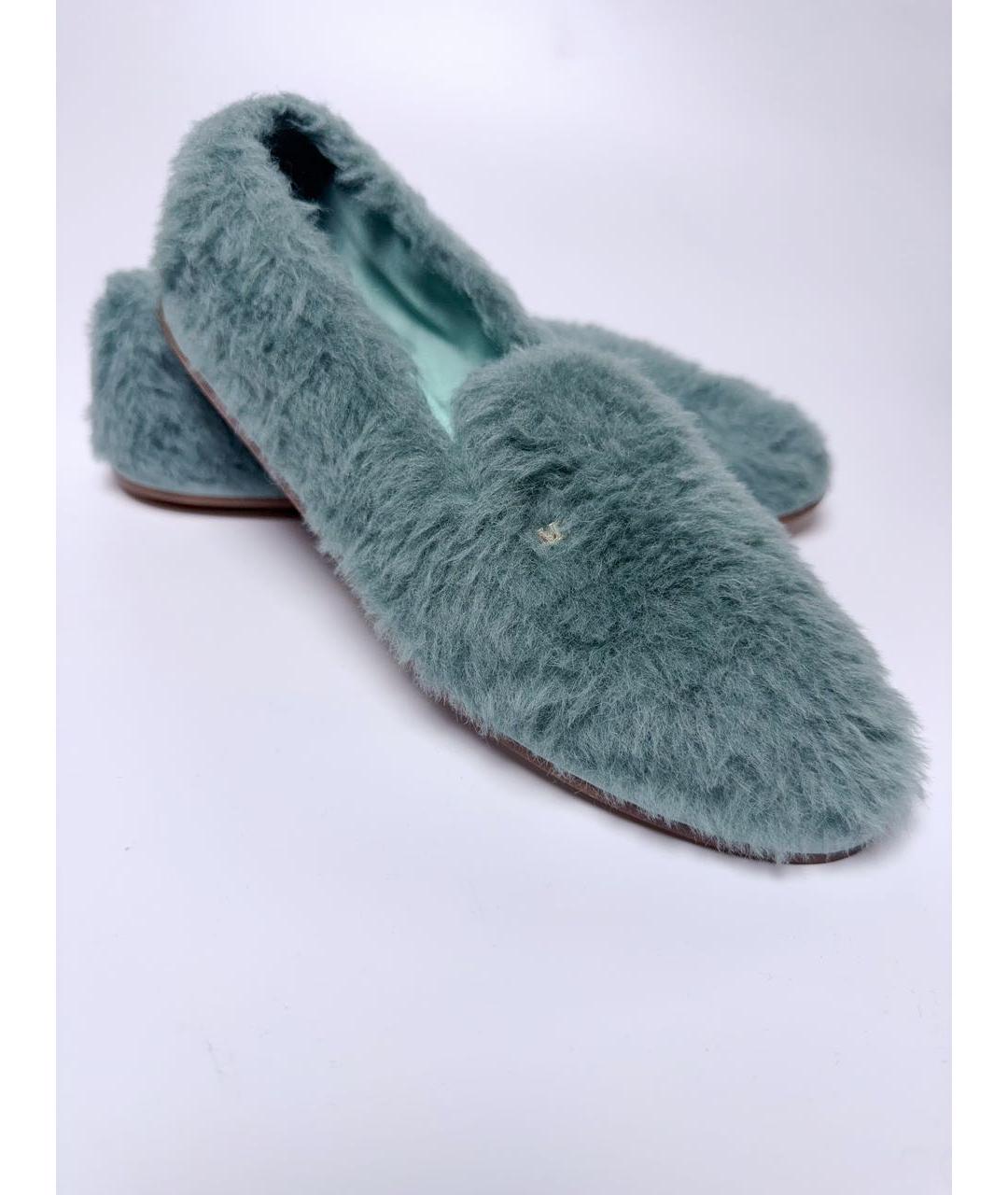 MAX MARA Бирюзовые текстильные лоферы, фото 3