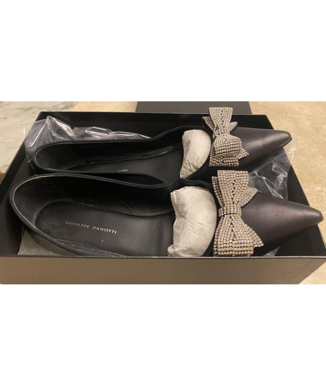 GIUSEPPE ZANOTTI DESIGN Черные кожаные балетки, фото 3