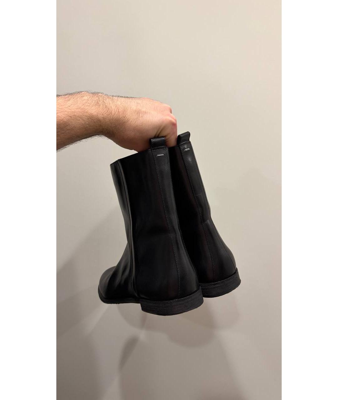 MAISON MARGIELA Черные кожаные высокие ботинки, фото 2