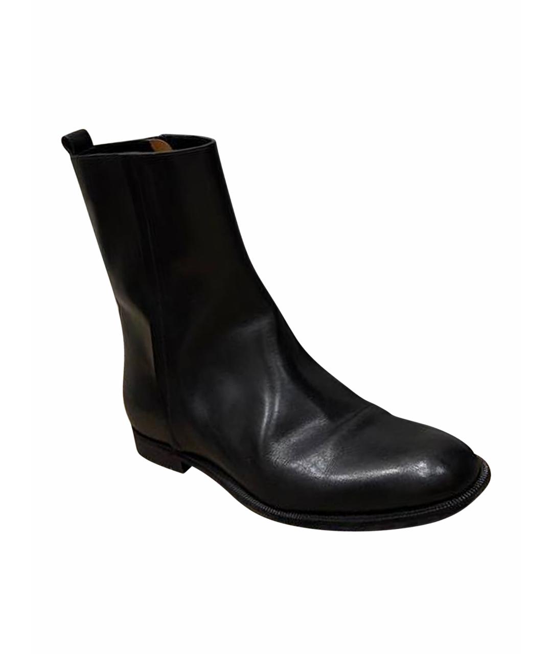 MAISON MARGIELA Черные кожаные высокие ботинки, фото 1