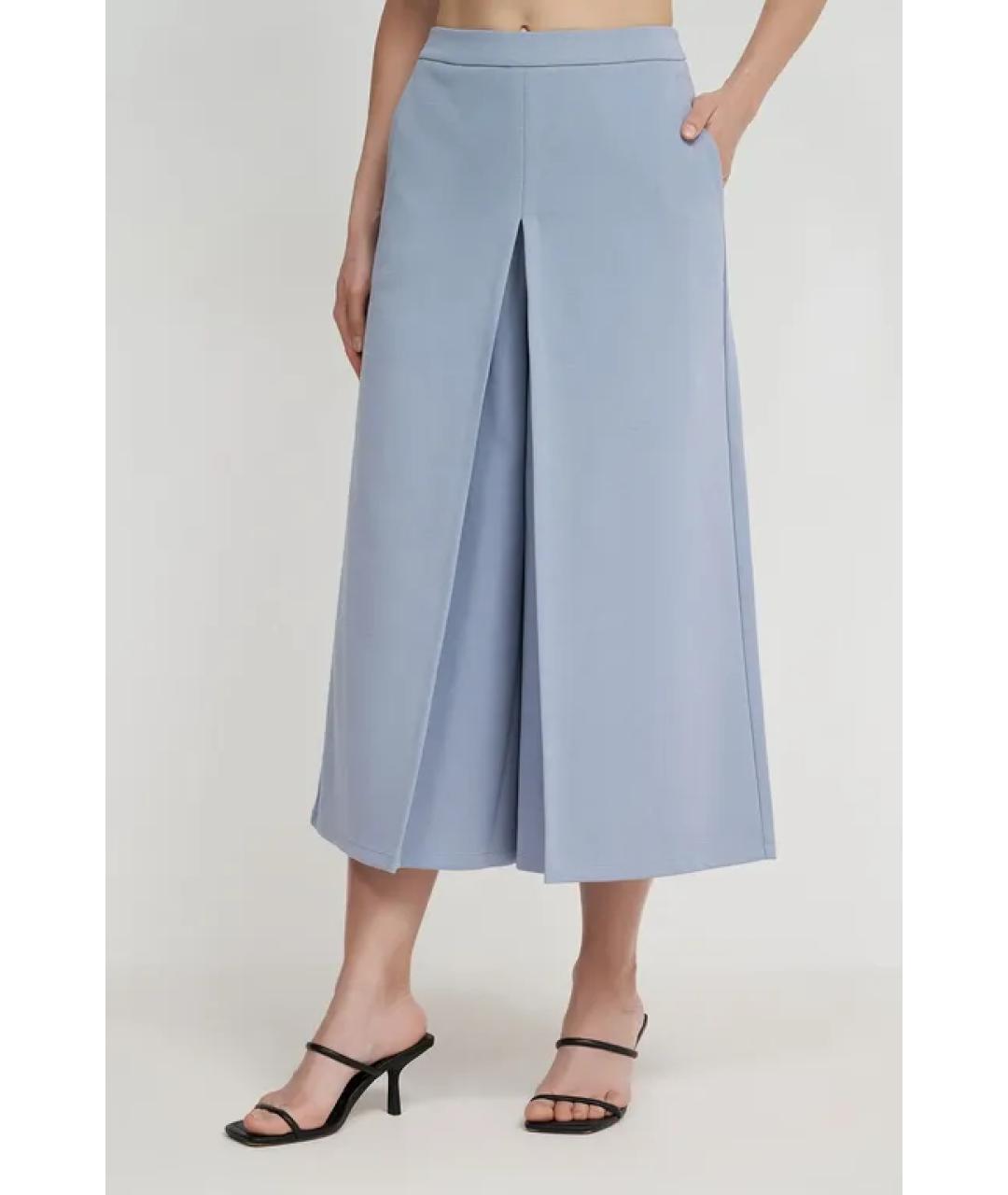 MAX MARA Голубые вискозные прямые брюки, фото 2