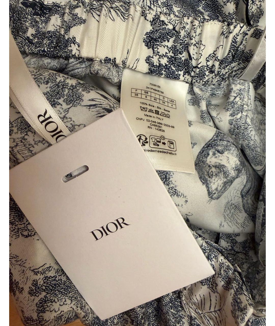 CHRISTIAN DIOR Белые шелковые прямые брюки, фото 7