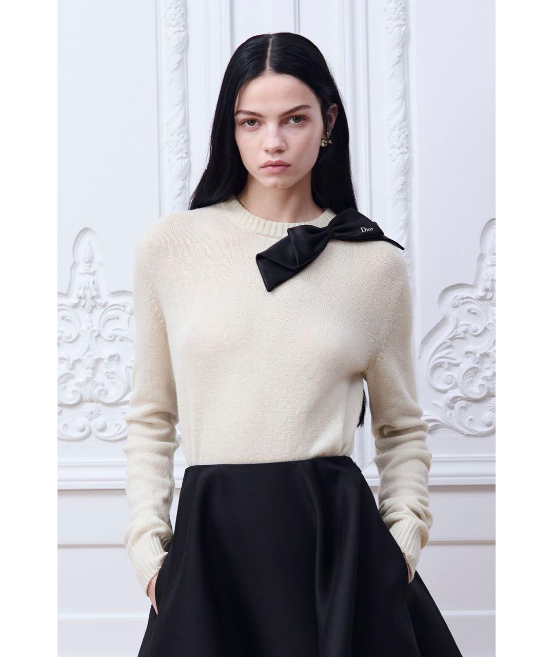 CHRISTIAN DIOR Бежевый шерстяной джемпер / свитер, фото 2