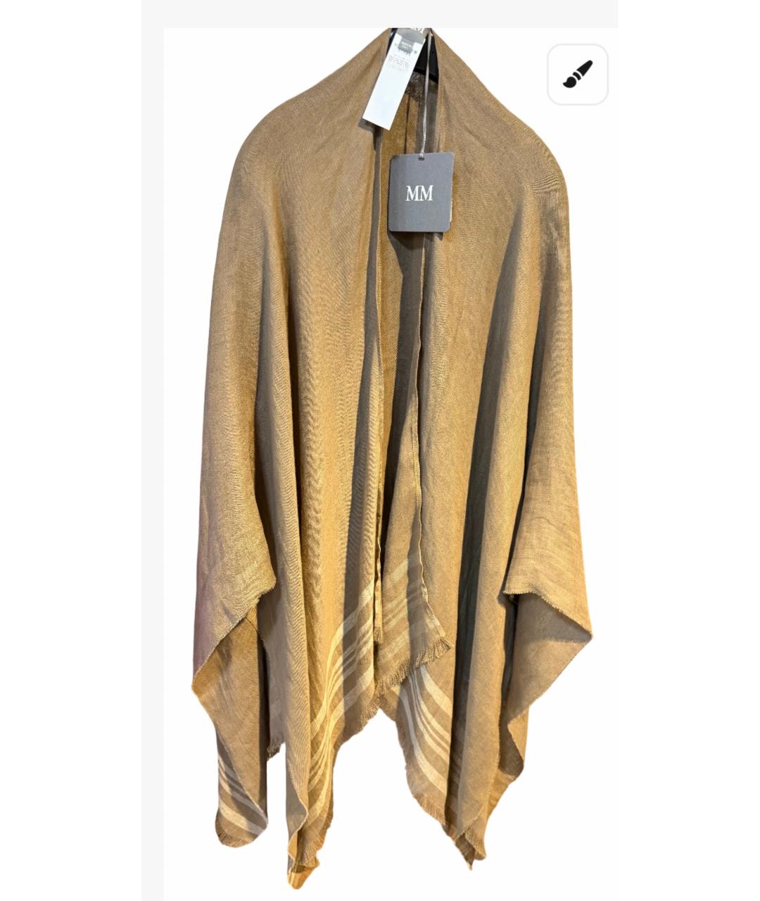 MAX MARA Бежевый льняной платок, фото 4