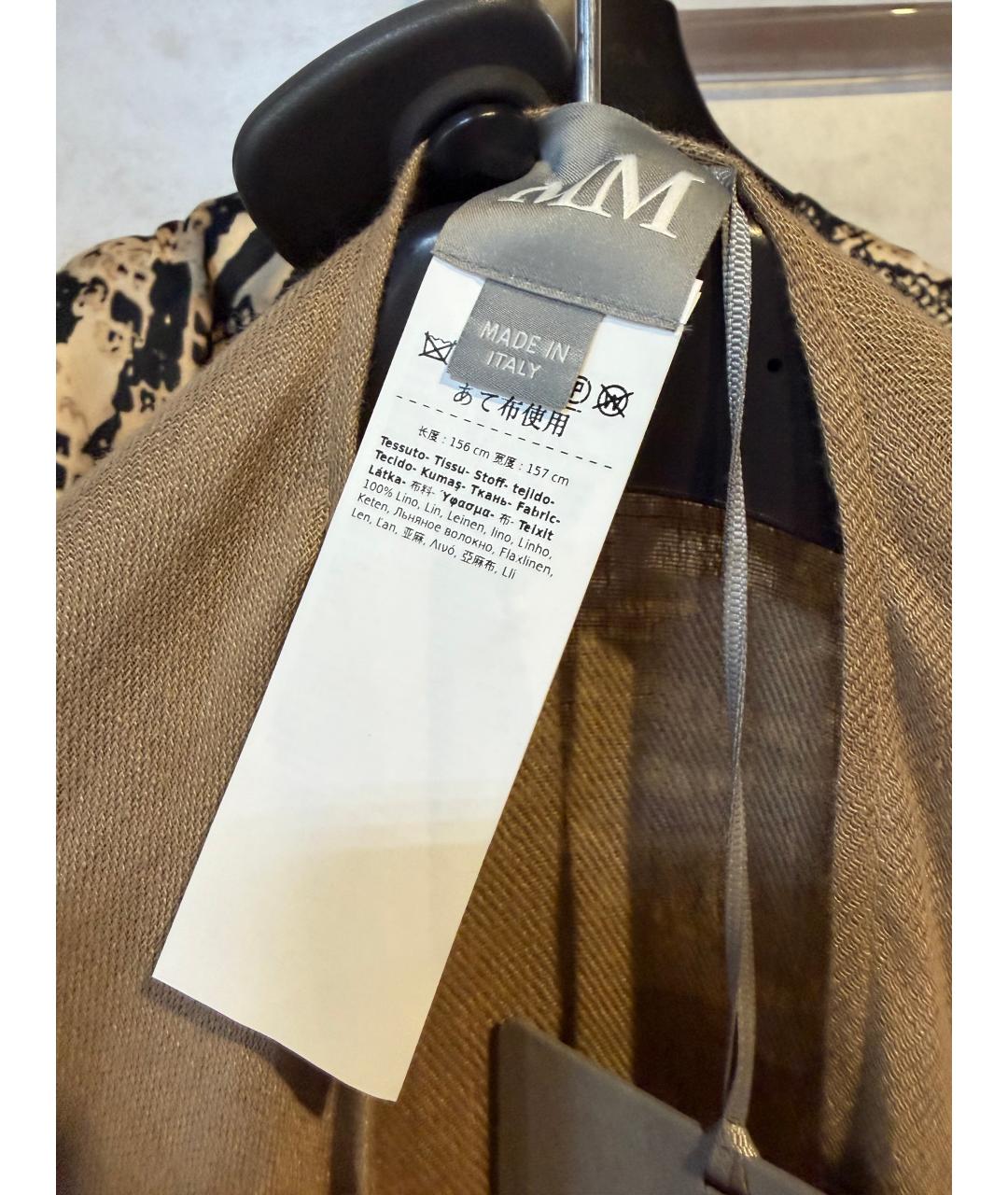 MAX MARA Бежевый льняной платок, фото 3