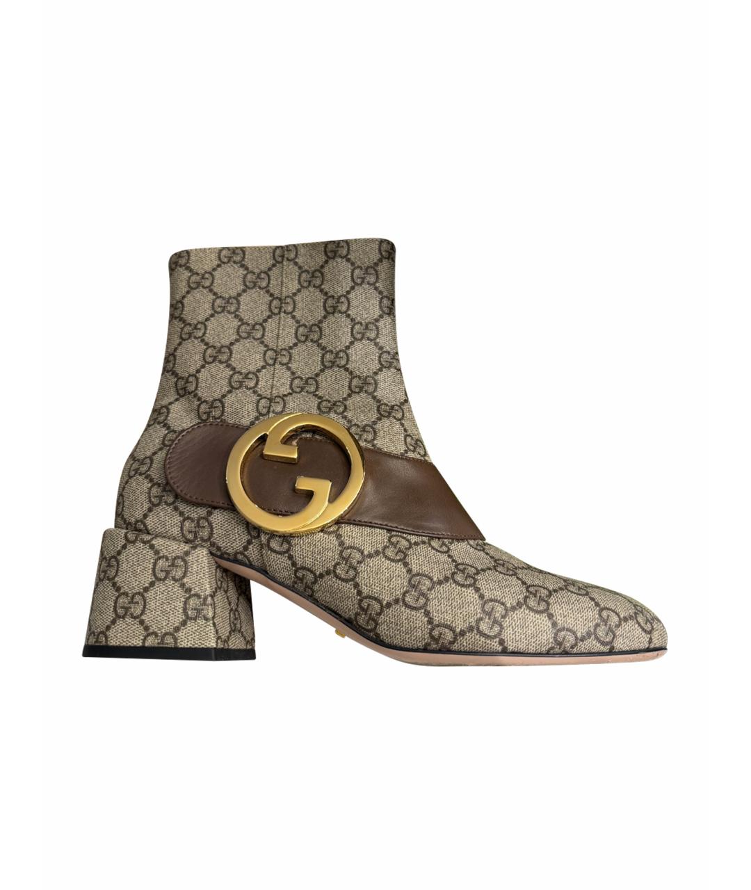 GUCCI Бежевые кожаные полусапоги, фото 1